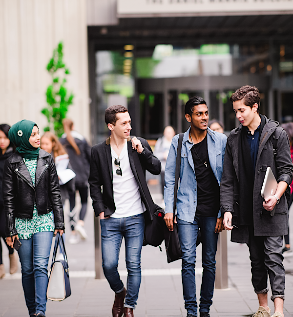 students walking